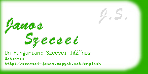 janos szecsei business card